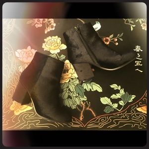 SOLD!!! Black Velvet Booties!